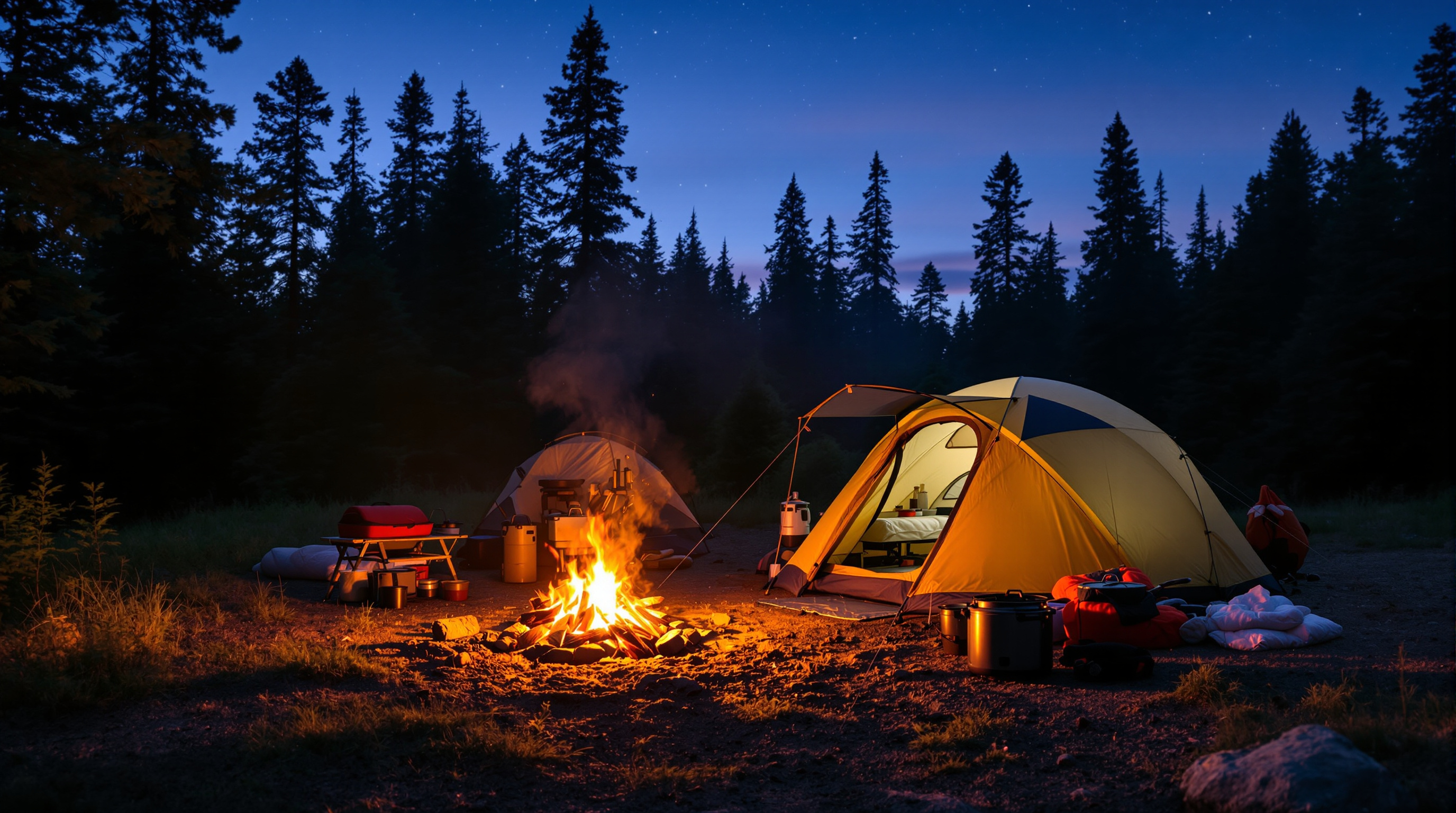 Campsite at dusk
